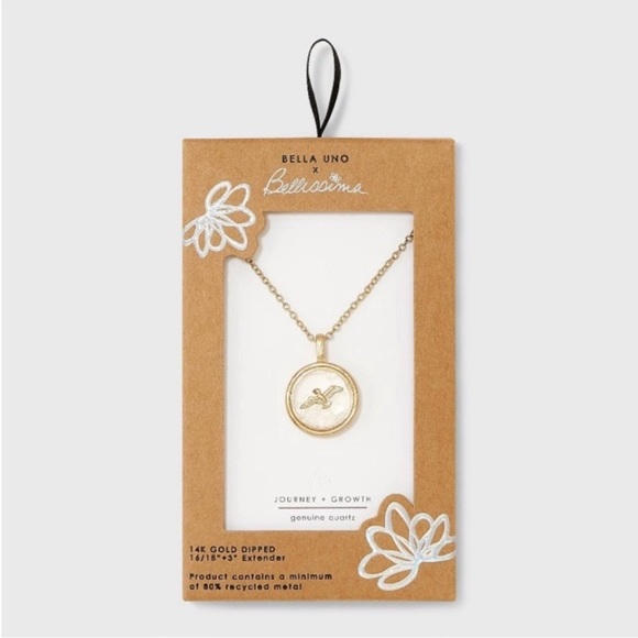 Bella Uno Bellissima Air Element Journey + Growth 14K gold dipped Necklace New - Picture 1 of 6